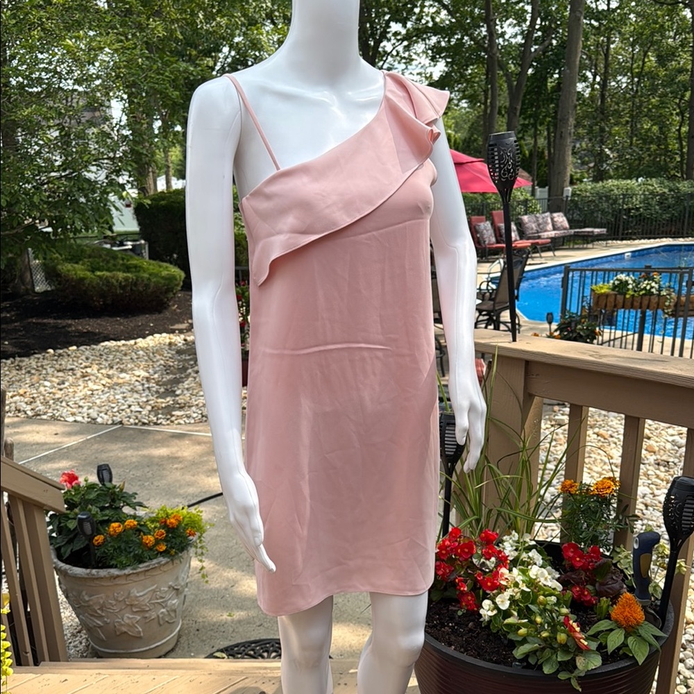 Amanda Uprichard Pink Embellished One Shoulder Dress